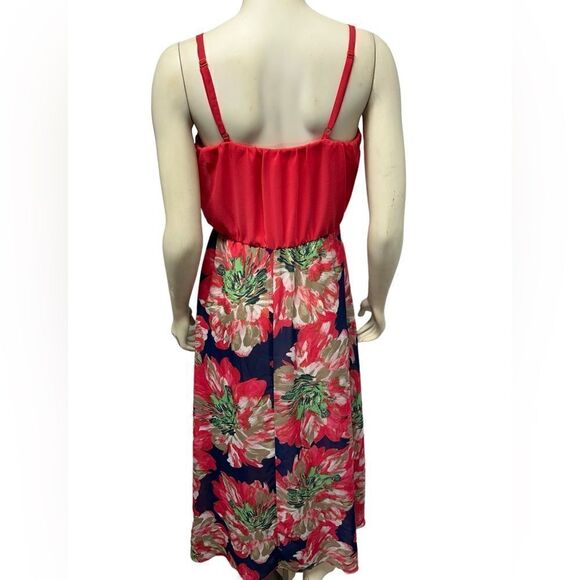 Signature by Robbie Bee Pink and Navy Blue Floral Sleeveless Maxi Dress Flowers - Picture 4 of 6